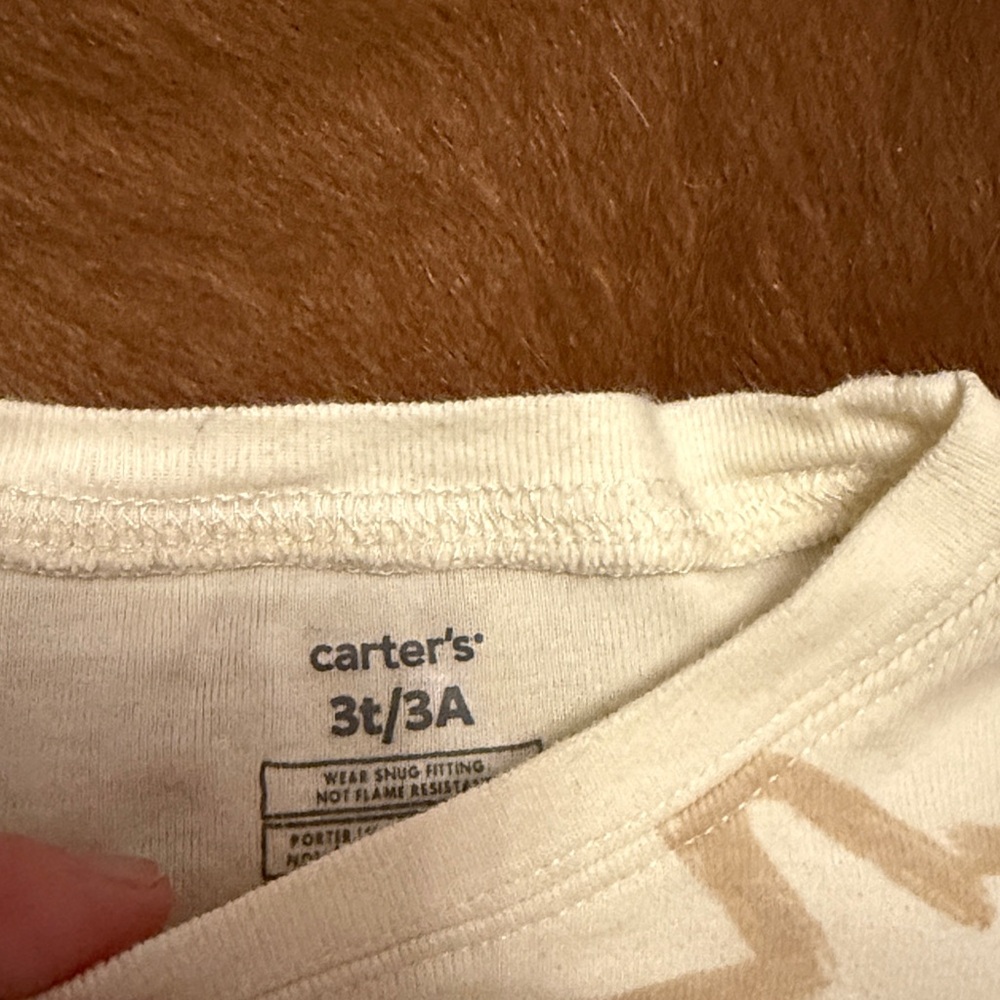 Carter's Bunny Print Kids Pajama Set - Cream and Tan - Picture 3 of 3